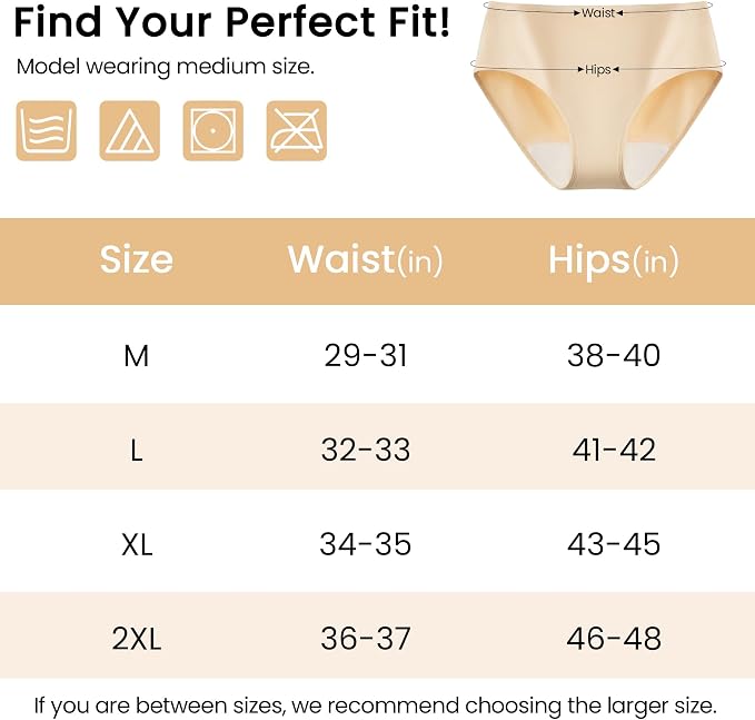 Battewa Leak Proof Underwear for Women 40ml Absorbency 3Beige L | mid-waist panties,reusable,bladder leak protective briefs,pee proof,waterproof,40ml absorbent for Light to moderate leaks