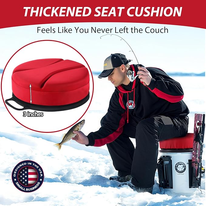 5 Gallon Bucket Seat with 3" Thick Seat Foam Cushion, 360°Swivel Bucket Lid Seat, Waterproof & Silent Bucket Seats for Dove Duck Hunting, Ice Fishing, Baseball, Camping
