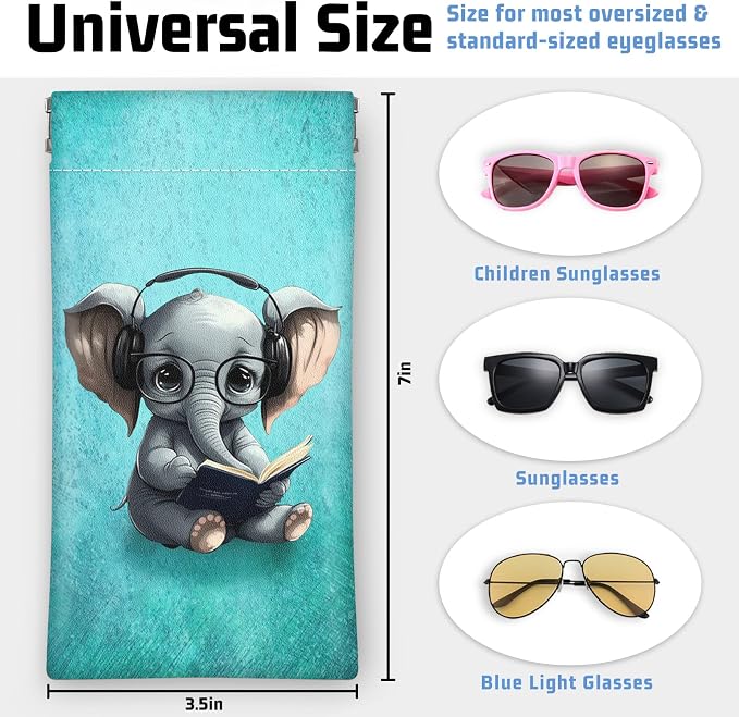 Soft Sunglasses Eyeglass Glasses Case,7x3.5inch Portable PU Leather Squeeze Top Holder Bag Pouch for Women Men