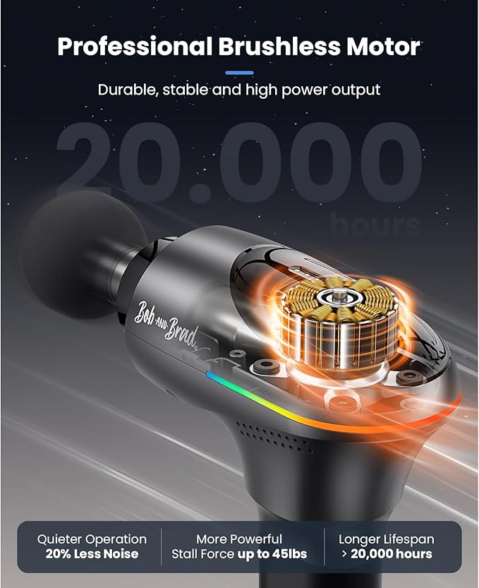 BOB AND BRAD A2 Ultra Massage Gun with Red Light Infrared Heat Head, FSA Eligible/HSA Eligible, Pro Percussion Massage Gun Deep Tissue for Fast Pain Relief, Handheld Sore Muscle Massager for Back Leg