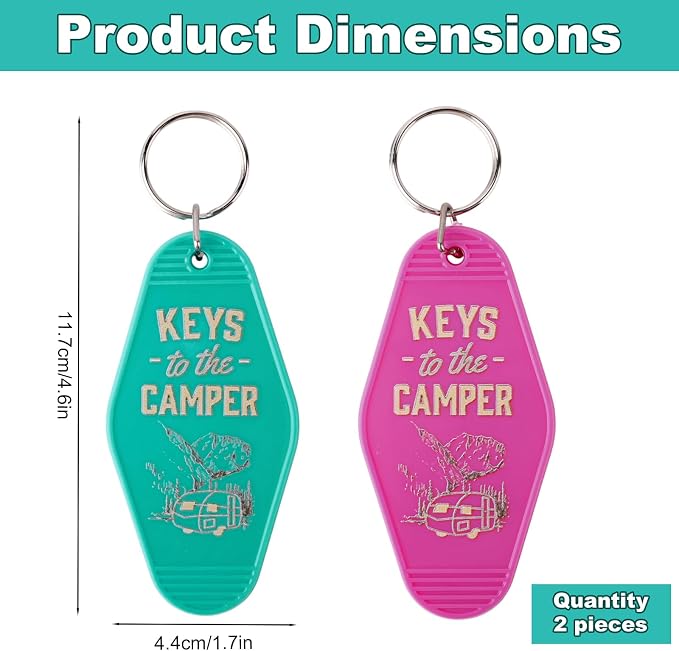 Mikovivi 2pcs Camping Keychain, Plastic Camper Keychain Holder RV Accessories for Men & Women, Thoughtful Gifts