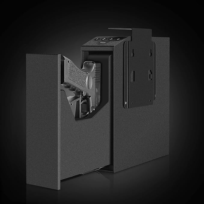 Digital Slider Handgun Gun Safe, Pistol Safe for Nightstand, Desk, Bed Side, Wall, Truck - Auto Sliding Door Hand Gun Safe for Pistol