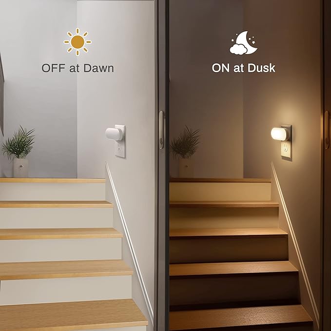 Night Lights Plug into Wall,[2 Pack] 1W 3000K Led Night Light | Dusk to Dawn Sensor,Dimmable Night Light from 0LM to 100LM,for Bathroom Hallway Bedroom Kids Room Stairway
