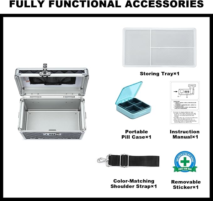 Storage Lock Box with Combination Lock, Lockable Medicine Storage Box, Empty First Aid Box, Security Lock Box, Multipurpose Locking Box for Home and Outdoor Use(Black, Small)