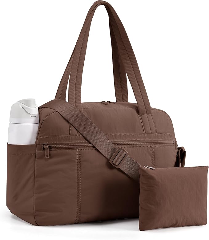 LIGHT FLIGHT Personal Item Travel Bag, Lightweight Gym Bag for Women, 20L Weekender Bag with Toiletry Pouch, Carry on Overnight Dance Bag, Coffee