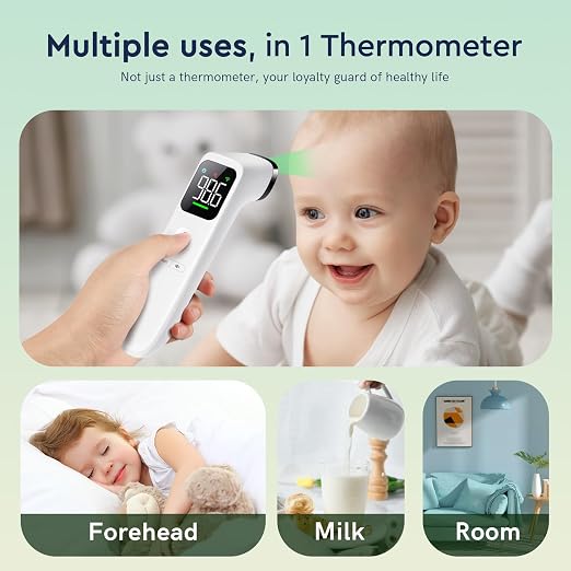 Viproud Touchless Thermometer for Kids and Adults, Accurate 1-Second Result | Large LED Screen, Fever Indicator, Mute Mode, Memory Recall, Dule Mode Forehead/Object, for All Ages