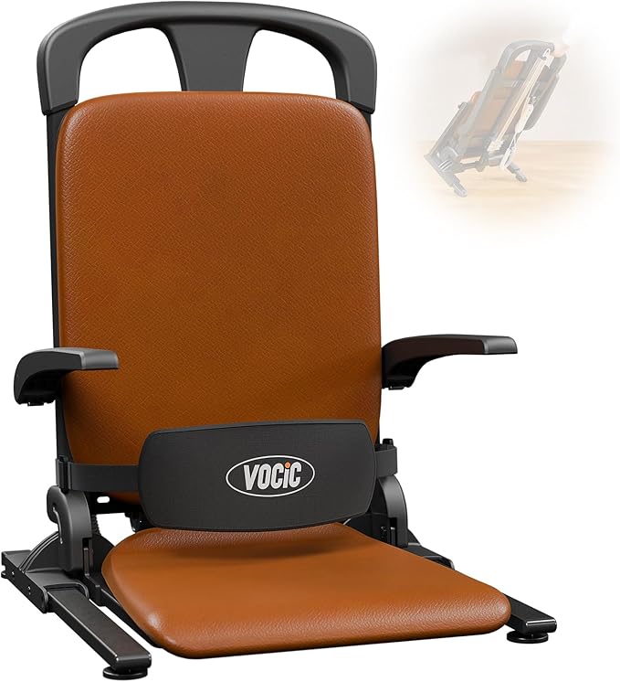 VOCIC Upgrade Electric Floor Lift for Elderly Falls, Heavy Duty Lift Chair with T-stabilized Base, Help You Get Up from Floor, Support Up to 440 LBS, AX15 (Orange)
