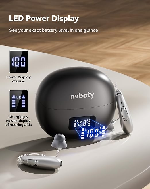 Hearing Aids, Hearing Aids for Seniors, Hearing Aids Rechargeable with Automatic Noise Cancelling and 5 Levels of Volume Adjustment, Hearing Amplifiers with Clear Sound Quality for Hearing Loss(Black)
