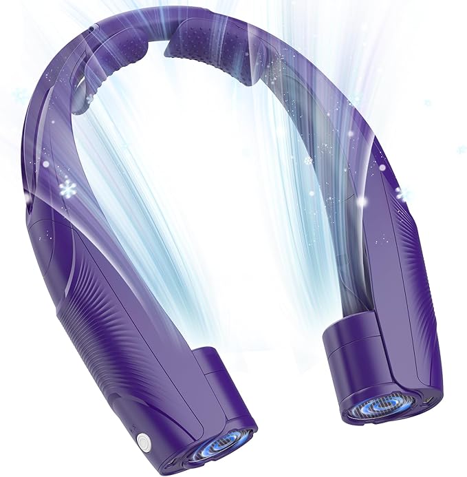 Neck Fan, 6000mAh USB Rechargeable Hands Free Personal Fan, 6 Speeds Adjustable Portable Neck Fans, Faster Cooling Wearable Fan, Ultra Quiet for Outdoor, Travel, Home, Office - Purple