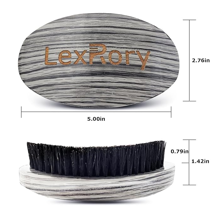 Curved Wave Brush for Men 360, Medium Hard Palm Hair Brushes Boar | Nylon Mix Boar Bristles for Black Hair Wavers to Creating 360 Waves & Beard Daily Use (Grey)