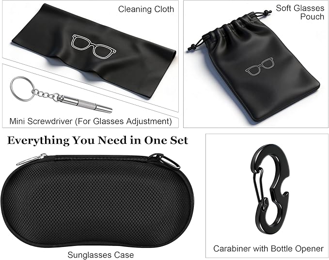 RayLove Sunglasses Case Hard Shell (2Pack), Crush Resistant Eyeglass Case with Zipper, Lightweight Sunglasses Travel Case
