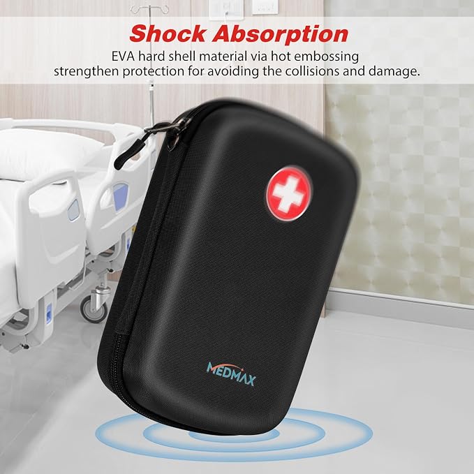 MEDMAX Hard Shell EVA Epipen Medical Carrying Travel Case Holds 3 EpiPens | Shock Absorption Medication Organizer Bag Emergency Medical Pouch for Asthma Inhaler, Allergy Medicine Essentials, Large