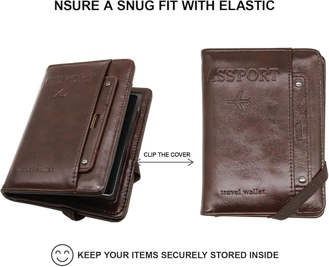 RFID Passport Wallet, RFID Passport Holder for Wallet, Essential Travel Anti-Theft Wallet Storage Case, Anti-Theft Protective Case,Coffee