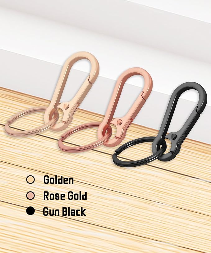 Metal Key Chain Carabiner Clip with Key Ring and D Ring | Heavy duty build, full accessory packs, quick release, multi purpose hook, belt loop holder, separate home and car fob sets