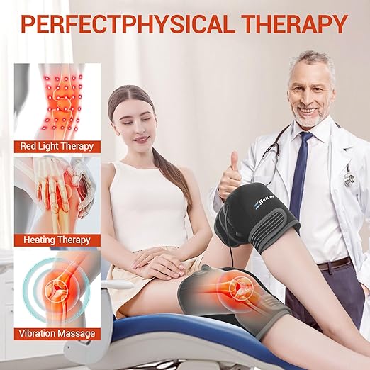 Red Light Therapy & Vibration Massage Knee Brace- 660nm&850nm Red Light Therapy Heated Device for Knee/Joint/Elbow/Shoulder Pain Relief, Faster Recovery- Infrared Light Therapy for Faster Recovery - Great for Athletes & Beyond