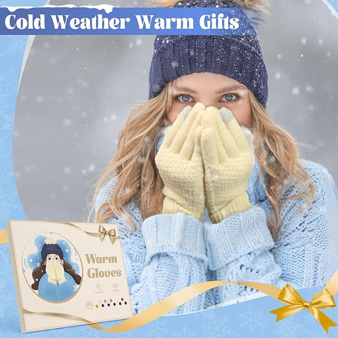 Omisy 4 Pairs Women Winter Gloves Touchscreen Cold Weather Mitten, Christmas Gifts for Adult Stockings Stuffers Mom Wife
