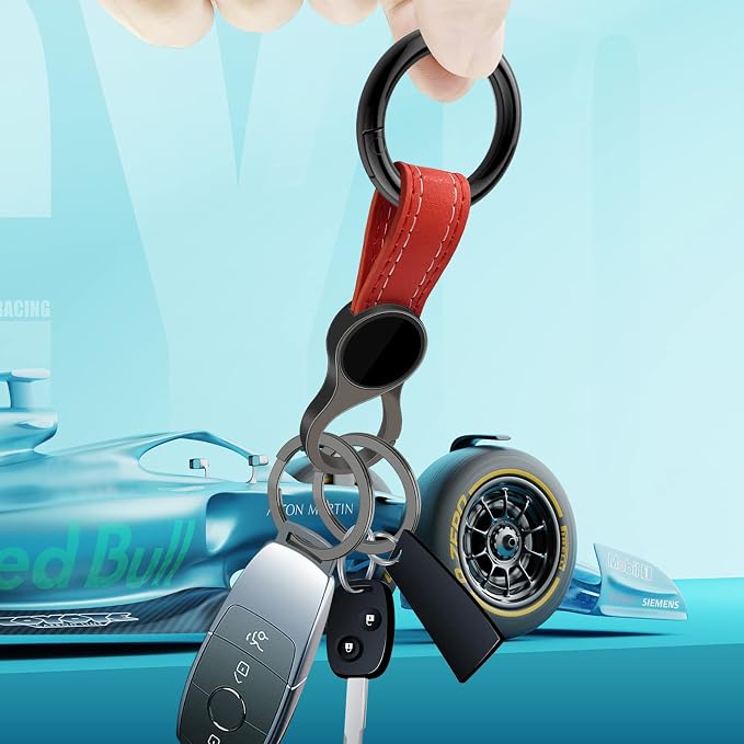 Idakekiy Key Chain with 4 Key Rings and Quick Release Carabiner Clip Leather Car Keychain for Men and Women