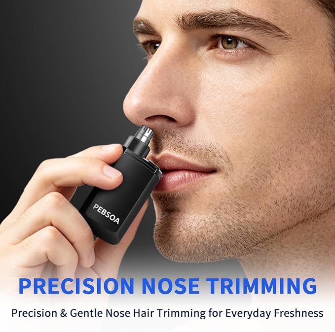 Nose Hair Trimmer for Men and Women, USB-Rechargeable Electric Nose and Ear Hair Trimmer, Pain-Free, Waterproof and Portable, with Stainless Steel Blades, Black