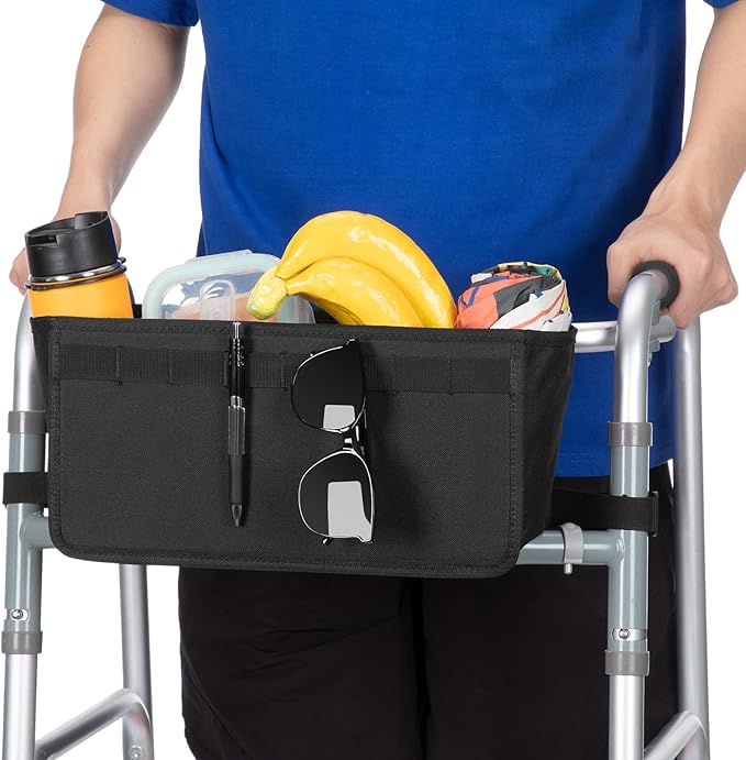 JOYTUTUS Walker Basket for Folding Walker, Basket for Walkers for Seniors,Rollator Walkers Storage Bag, Can be Installed Outside or Inside of Walker, Wheerchair