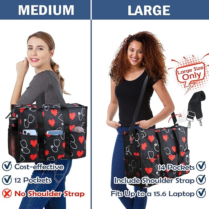 ABAMERICA Nurse Bags for Work Nursing Bag Multiple Pockets Waterproof Organizing Zip Top Clinical Bag for Nursing Students