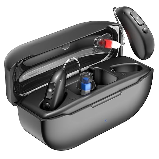 Hearing Aids Rechargeable Hearing Aids for Seniors with Moderate Hearing Loss, Hearing Amplifiers for Seniors with Noise Cancellation and Volume Control, Clear Sound Hearing Amplifiers, Black