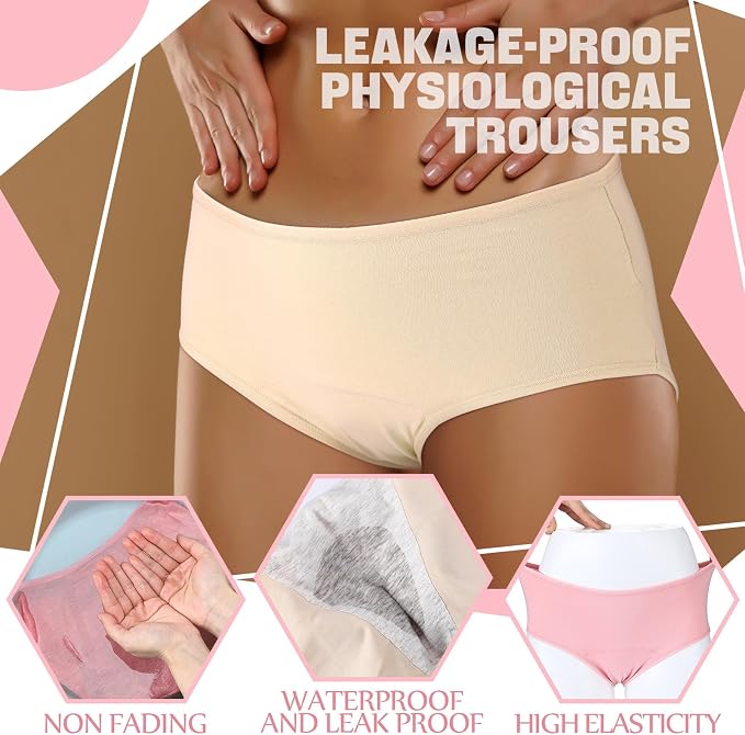 8 Pcs Leakproof Underwear for Women Leak Proof High Waisted Underwear over 60 for Incontinence Panties for Women
