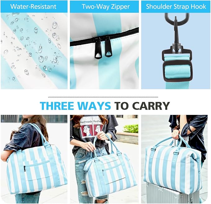 TOPBAG Travel Duffle Bag, Waterproof Weekender Carry On Tote Bags for Women, Sport Gym Bag for Men, Hospital Bag for Labor and Delivery, Overnight Luggage Bag with Trolley Sleeve