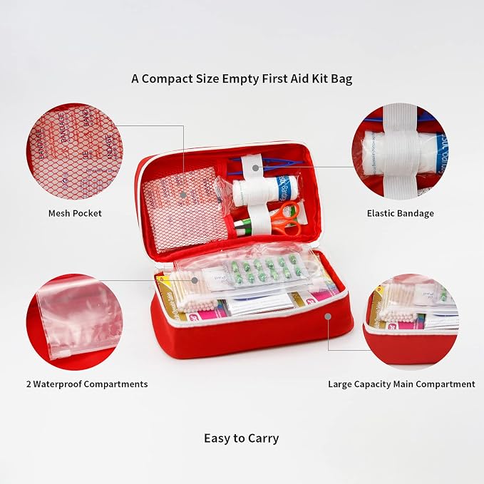 TOPASION Portable Empty First Aid Kit Bag, Travel Medicine Pouch, Small Medical Bag (2 Pieces Blue)