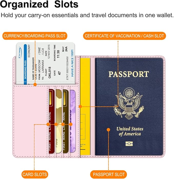 FINTIE Passport Holder, Slim Travel Wallet RFID Blocking Card Case Cover | Passport Cover Protector Essentials with Credit Card Slots, For Women/Men