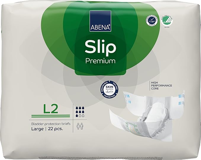 Abena Slip Premium Incontinence Briefs, Level 2, (Extra Small to Extra Large Sizes), Large, 88 Count