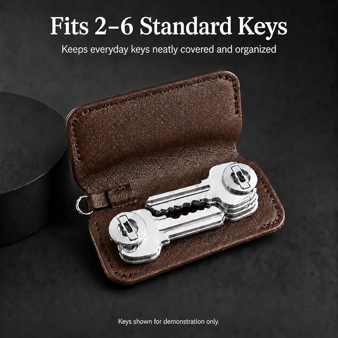 Key Organizer Compact Key Holder Leather Keychain Minimalist key case key holder for keychain Secures 2-8 Keys