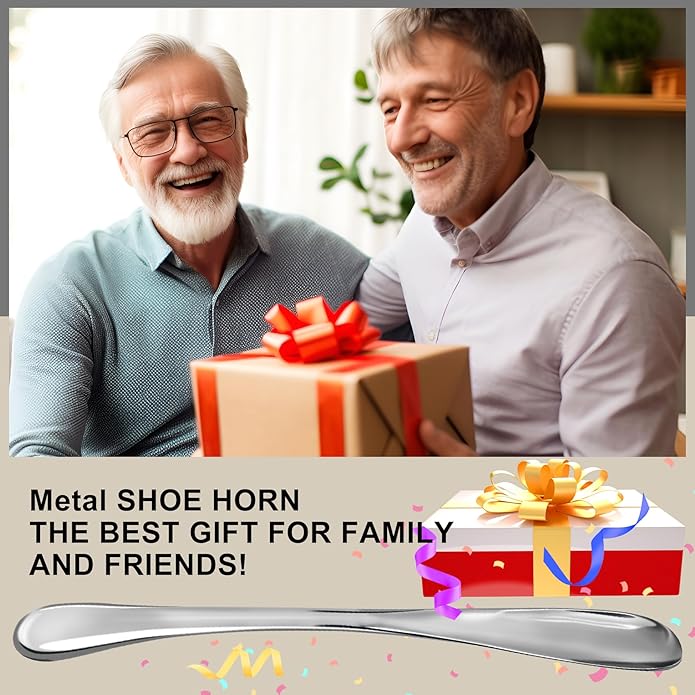 Earl Diamond Metal Shoe Horn Long Handle For Seniors, Women Men Kids Pregnancy 13 Inches Long Boot Horn, Shoe Spoon - Silver