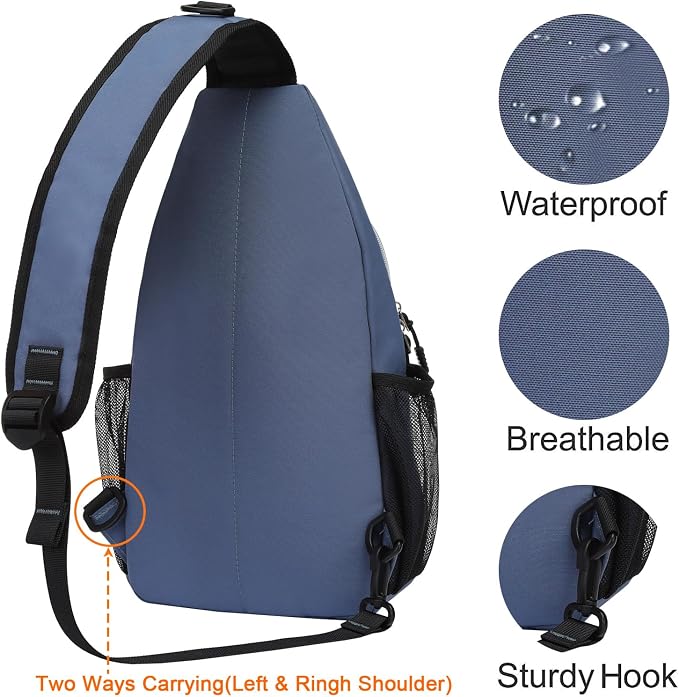 MOSISO Small Sling Bag for Men, Crossbody Shoulder Chest Daypack Bag | Sling Backpack for Casual Travel Hiking