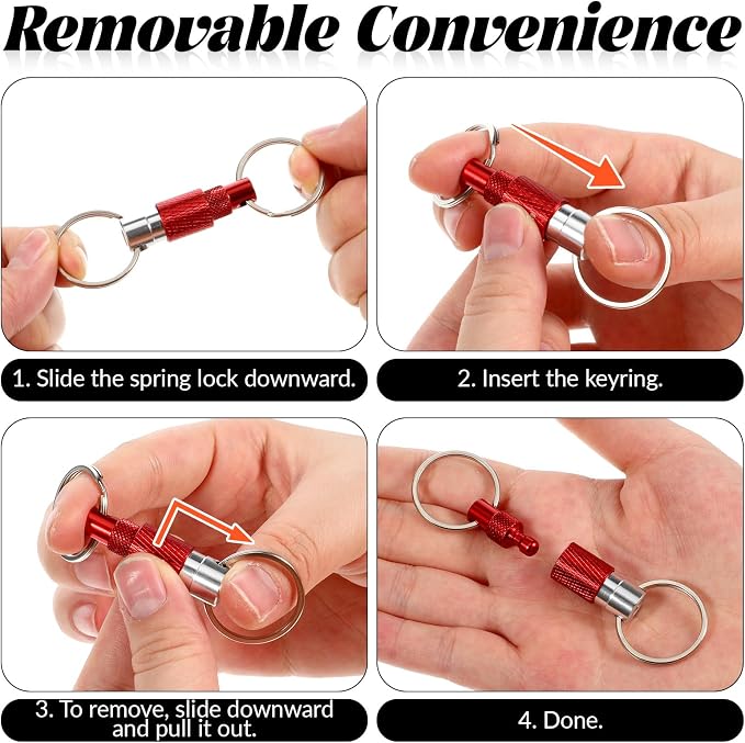 Detachable Quick Release Keychain, Pull Apart Key Ring with Split Rings for Car Keys, Bag, Purse, Belt, Heavy Duty Metal Key Holder