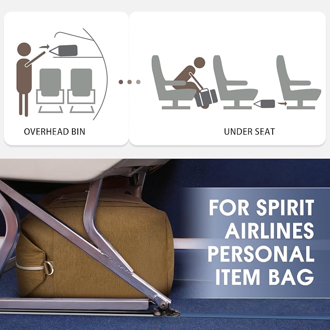 WANDF For Spirit Airlines Personal Item Bag 18x14x8 Underseat with Wet Pocket & Shoe Compartment & Tsa Approved Toiletry Bag