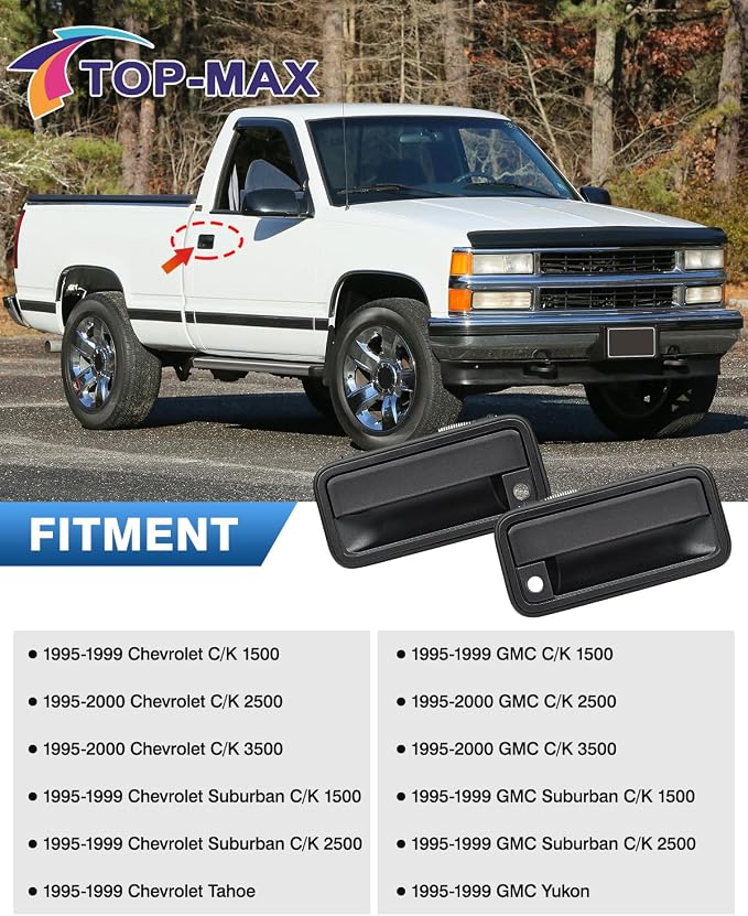 TOP-MAX All Metal Exterior Door Handle Front Replacement for 1995-2000 Chevrolet Chevy Tahoe Suburban C1500 C2500 C3500 K1500 K2500 K3500 GMC Yukon Replaces OE 15742229 15742230