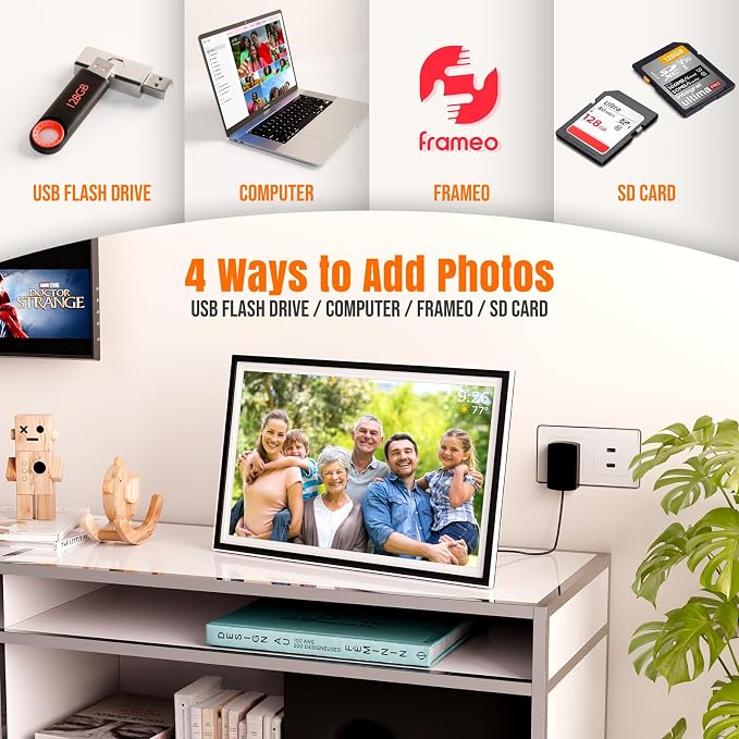 KPKUE Smart WiFi Digital Picture Frame - 15.6-inch Full HD Touchscreen, 64GB Electronic Photo Frame Wall Mountable for Home Decor, Supports USB&SD Card, Share Precious Memories via Frameo App Anywhere