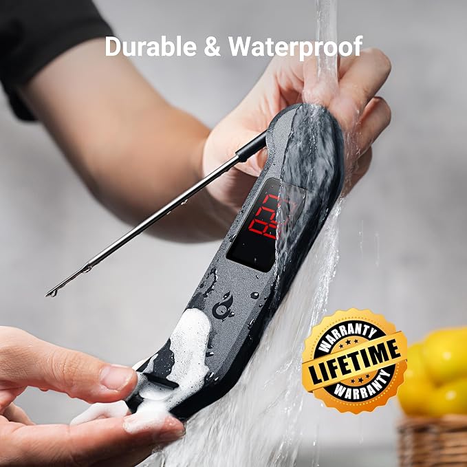 ThermoMaven 1 Sec Professional Digital Meat Thermometer, ±0.5℉ Accuracy | NIST&NSF Certified Food Thermometer, Auto-Rotate Bright LED Screen, Highly Waterproof for Grill BBQ, Black