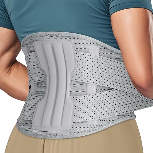 NEENCA Compression Back Brace for Lower Back Pain, Herniated Disc, Lumbar Strain – Breathable Lumbar Support for Work, Lifting, Sciatica, Scoliosis (Gray, X-Small)