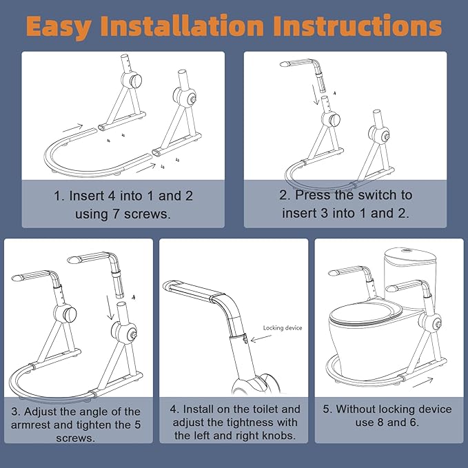Toilet Safety Rails for Elderly Handicap- 400 lbs Capacity Adjustable Safety Frame with Foldable Armrests