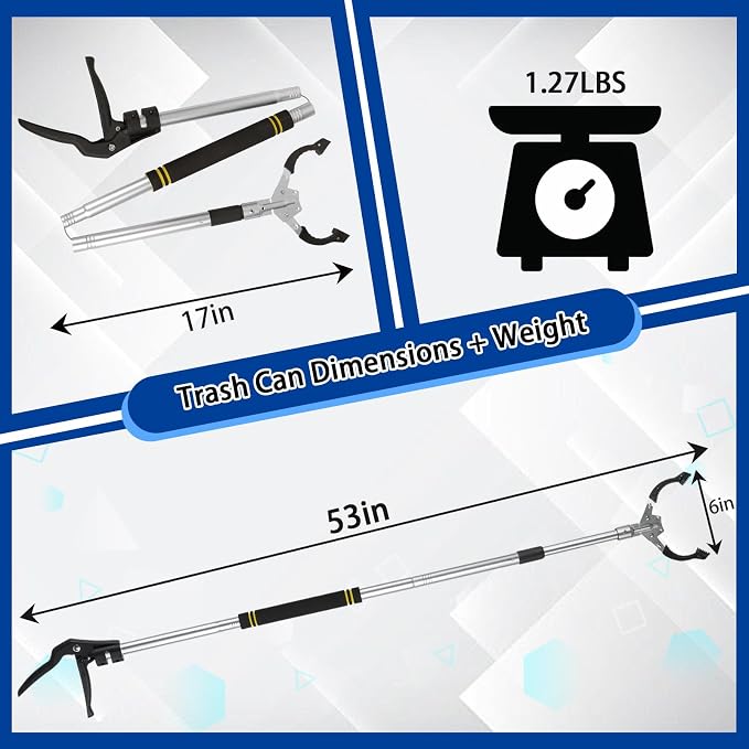 Grabber Reacher Tool with Magnetic Tip, 53" Reacher Grabber Tool Aluminum with 6" JJaw Opening Trash Picker Upper for Home Garden Garage Yard Outdoor & Daily Use