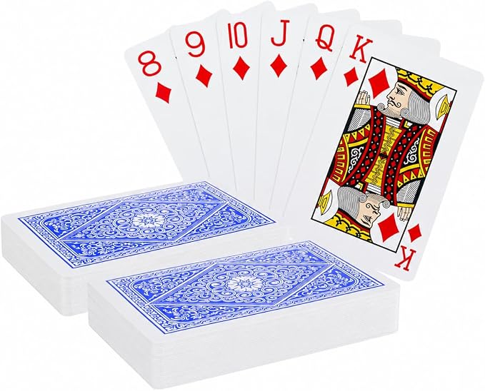 Plastic Playing Cards, 2 Packs Waterproof Poker Decks, Washable & Durable | 2 Packs, Plastic,Waterproof, large Pint，Poker Decks, Washable, Durable