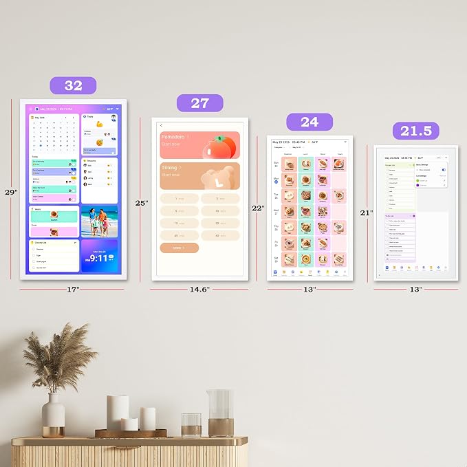 27" Digital Picture Frame Electronic-Calendar-WhiteBoard-Schedules – eCalendar FHD Touchscreen Display, Meal Planner, Auto-Sync Online Calendars, Chore Chart, Star Rewards, Wall Mount, Gifts for Mom