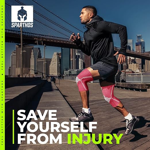Sparthos Knee Compression Sleeves by (Pair) – Support for Sports, Running, Joint, Knee Pain Relief – Knee Brace for Men and Women – Knee Protector Stabilizer Rehab Blood Circulation Surgery (Pink-M)