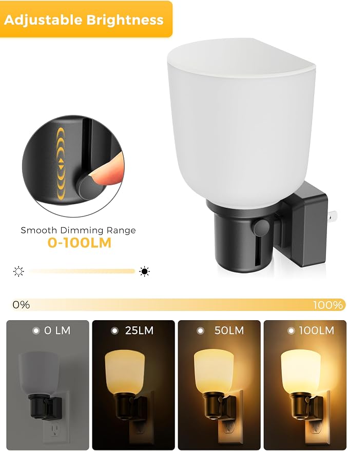 L LOHAS LED Night Lights Plug into Wall,[2 Pack] Dimmable Plug in Night Light,0-100LM Adjustable Brightness,Dusk to Dawn Sensor, 3000K Soft White, Boho Farmhouse Night Lights for Bedroom Bathroom