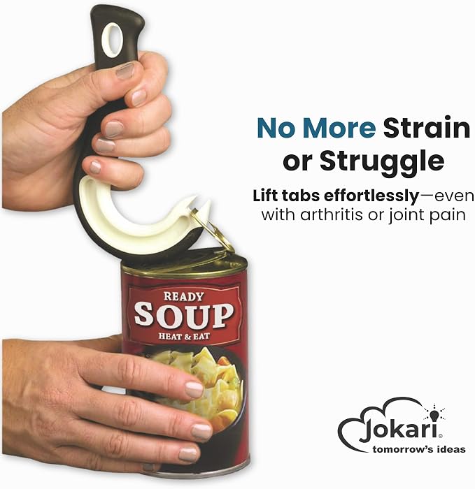 Easy Open Ring Pull Can Opener 3 Pack by Jokari. Durable Non Slip Rubber | Protecting Nails, Folks, Joint Pain or Arthritis, Easily open your tin cans, Great for kids and anyone with