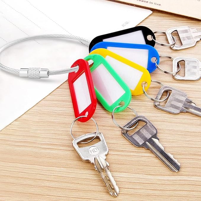 12 Pack 6" Key Ring Wire Keychain Cable Keyring Keychain Holder Clips Large Loops for Car Keys Tags, Luggage Bag Tags, Crafts (Assorted, 2mm)