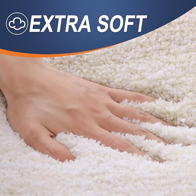 OLANLY Bathroom Rug Set 2 Piece, Soft Absorbent Microfiber Bath Mats and U-Shaped Contour Toilet Rug, Non-Slip, Machine Wash Dry, Plush Shaggy Bath Mats for Bathroom (24"x16"+U24 x20, Light Beige)