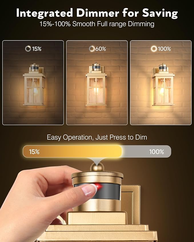 VIANIS 2 Pack Motion Sensor Outdoor Wall Lights, Modern Gold Exterior Garage Lighting Fixtures Wall Mount for House, Anti-Rust Waterproof Dusk to Dawn Front Porch Lights Wall Lantern Sconce for Patio | Anti-Rust Waterproof, Fade-resistant, Modern Gold ...