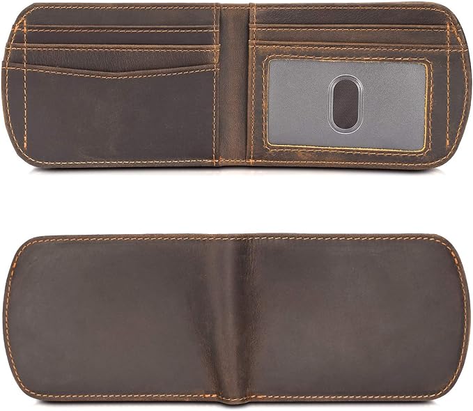 Polare Slim Curve Front Pocket RFID Blocking Italian Real Leather Bifold Wallet for Men